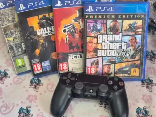 Mando PS4 Slim + 4 Juegos