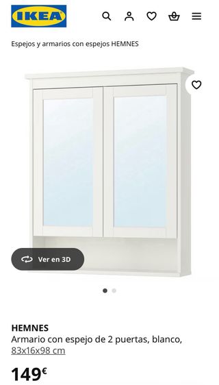 Armario baño 2 puertas espejo IKEA Hemnes