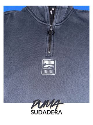 Sudadera Puma Negra y Blanca Media Cremallera