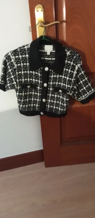 Jersey corto H&M cuadros blanco y negro XS