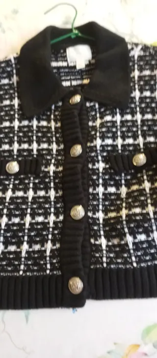 Jersey corto H&M cuadros blanco y negro XS