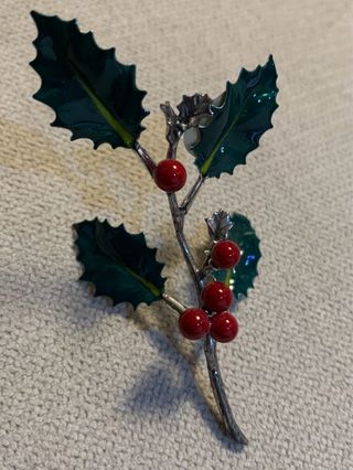 Soprammobile ramo agrifoglio argento 925 Boggiali