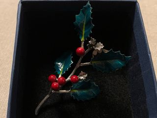 Soprammobile ramo agrifoglio argento 925 Boggiali