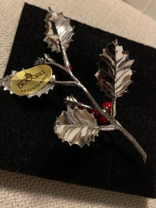 Soprammobile ramo agrifoglio argento 925 Boggiali