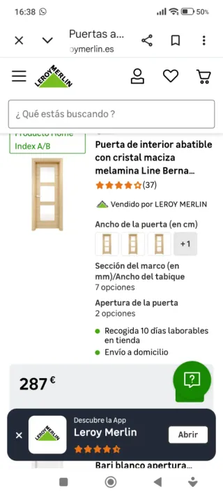 Puerta interior madera con cristal
