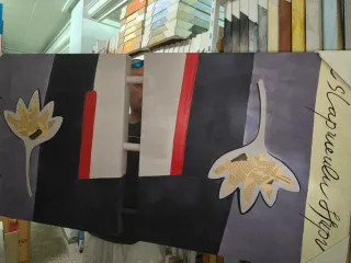 Cuadros decorativos madera marrón y dorado