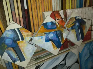 Cuadros decorativos madera marrón y dorado