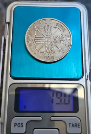 Moneda 100 Pesetas Plata Franco 1966 MBC+.