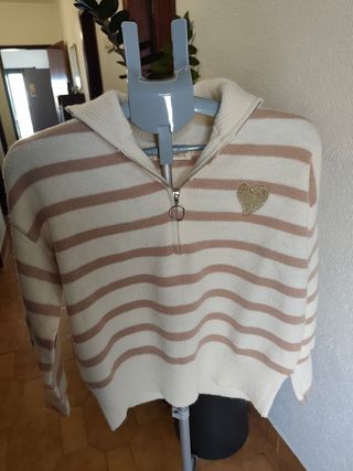 Malha bege e dourada tamanho único