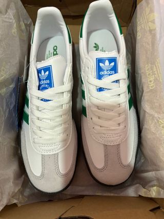 Adidas Sapatilhas Samba Brancas e Verdes Tam 39