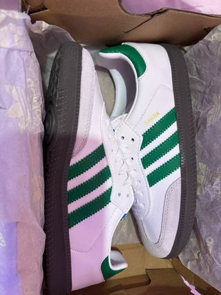 Adidas Sapatilhas Samba Brancas e Verdes Tam 39