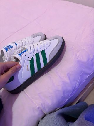 Adidas Sapatilhas Samba Brancas e Verdes Tam 39
