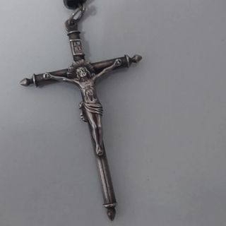 Rosario antiguo plata y azabache