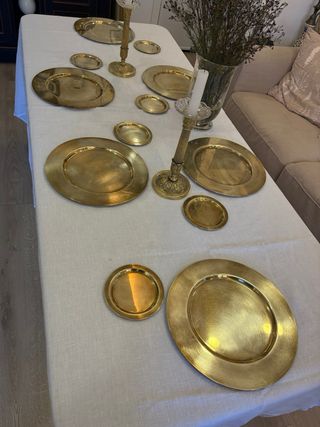 12 Bajoplatos Latón Dorado y 6 de pan