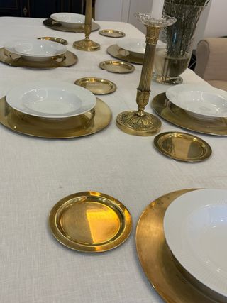 12 Bajoplatos Latón Dorado y 6 de pan