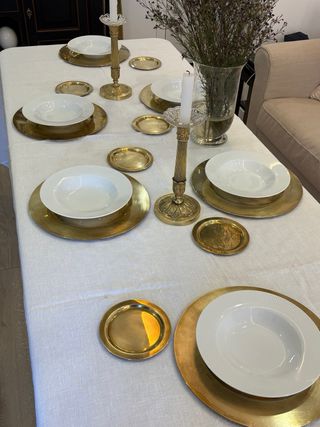 12 Bajoplatos Latón Dorado y 6 de pan