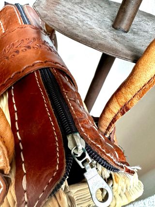 Bolso Cesta Paja y Piel Auténtica