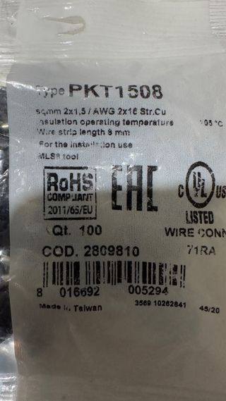 Punteras Cembre dobles 1.5 mm² Bolsa 100 uds