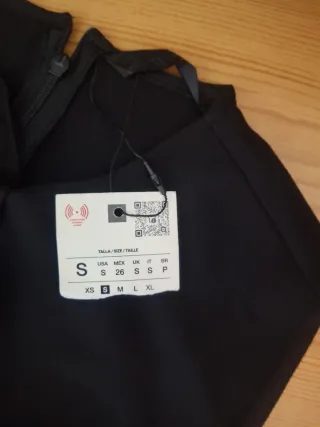 Vestido Negro Zara Botones Dorados Talla M