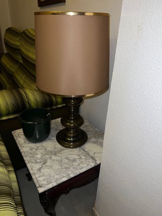 Lámpara de mesa vintage tela y metal