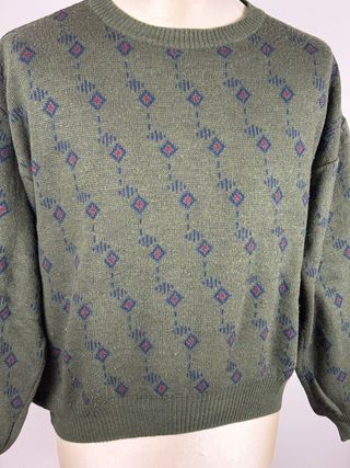 Maglione crop fantasia rombi verde