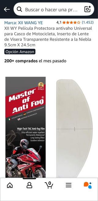 Pinlock antivaho para Casco Moto
