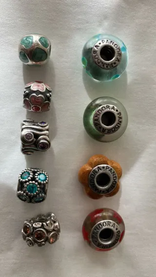 Lote 6 Charms Pandora Plata y Cristal
