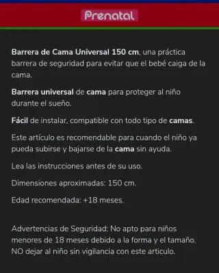 Barandilla de cama infantil Prenatal