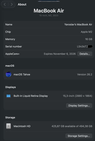 Macbook Air 15 pulgadas M2 16GB