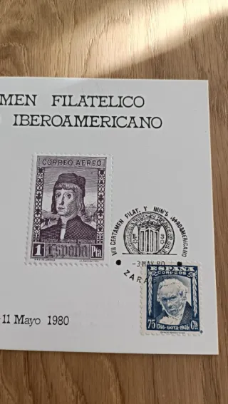 Tarjetas Certamen Filatélico Numismático Iberoamer