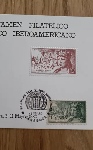 Tarjetas Certamen Filatélico Numismático Iberoamer