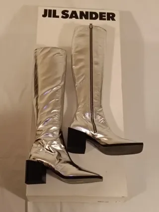 Stivali Jil Sander Pelle Argento Nuovi