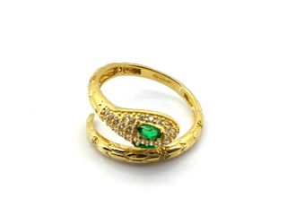 sortija oro 18k con piedra con esmeralda,circonita t. 16 (17,84 mm)