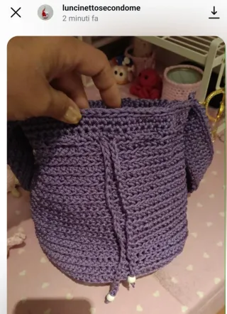 Borsa A Secchiello Fatta A Mano All' Uncinetto