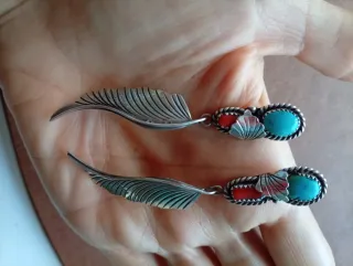 Pendientes Plata Navajo Turquesa Coral