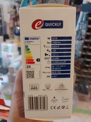 Lampadina LED 20W Luce Fredda 6000K 5 pz