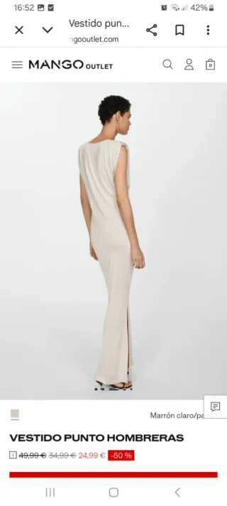 Vestido fiesta o graduación largo beige