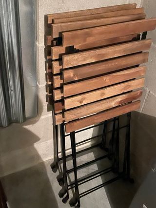 4 Sillas Plegables Terraza Madera y Acero