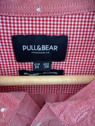 Camisa Pull&Bear Hombre Oxford Talla M Roja
