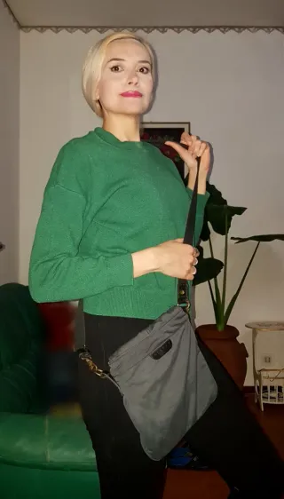 Piccola borsa a tracolla tessuto grigio unisex