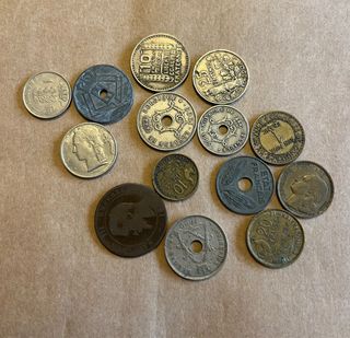 Lote 14 monedas antiguas Francia