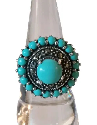 Anello vintage argento 925 con turchese