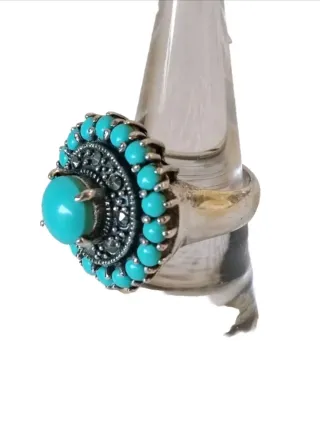 Anello vintage argento 925 con turchese