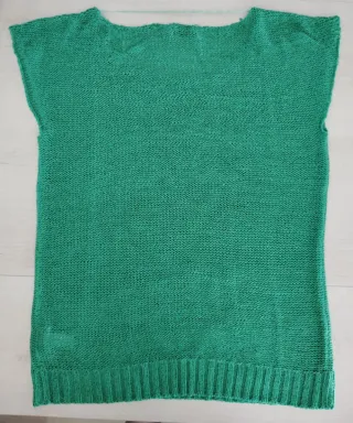 Jersey de manga corta de punto con trenzas verde
