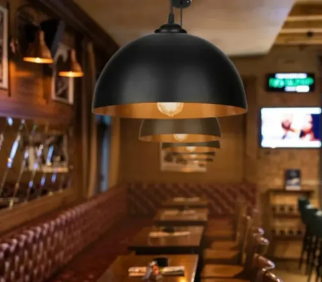 Lote 2 Lámparas Colgantes Negra y Dorada