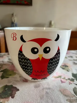 Contenitore ceramica decorato gufo