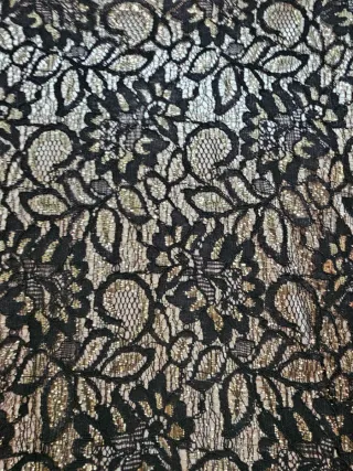 Vestido fiesta manga larga negro y dorado