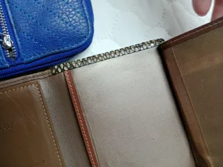 2 Monederos Piel Mujer Azul y Marrón