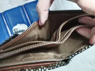 2 Monederos Piel Mujer Azul y Marrón