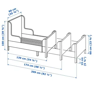 Cama extensible infantil gris Ikea
